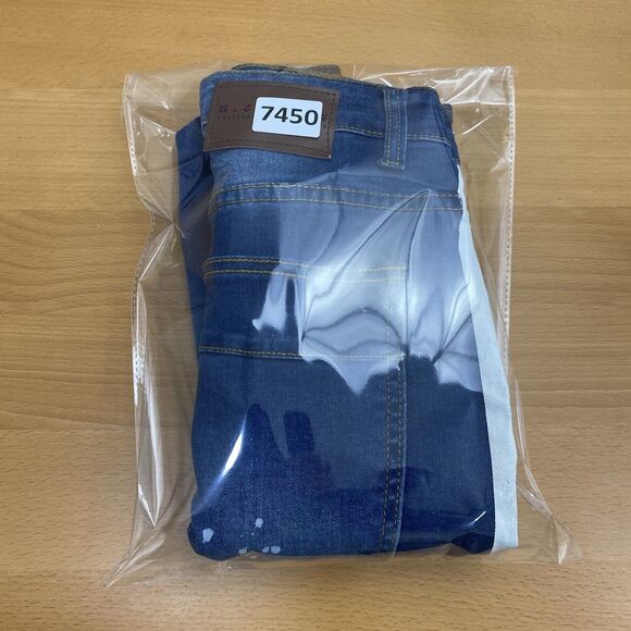 M Society Denim Jeans Mens Actual Size 38Wx31 Blue Paint Splattered Side Stripes - Picture 13 of 13